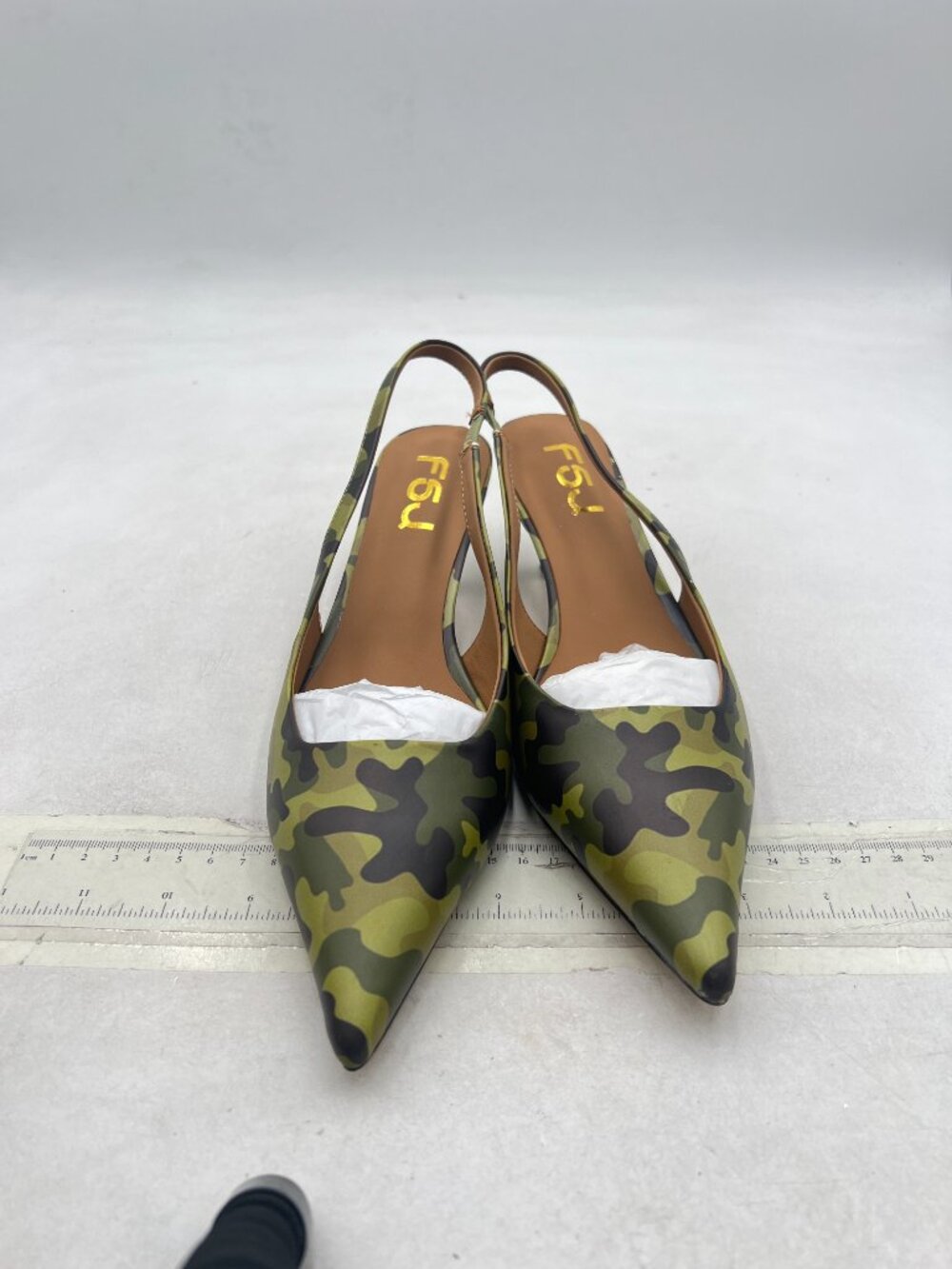 FSJ Camouflage Kitten Heel Slingback Sandals Pointy Toe Sexy Pumps Party Shoes - Picture 3 of 8